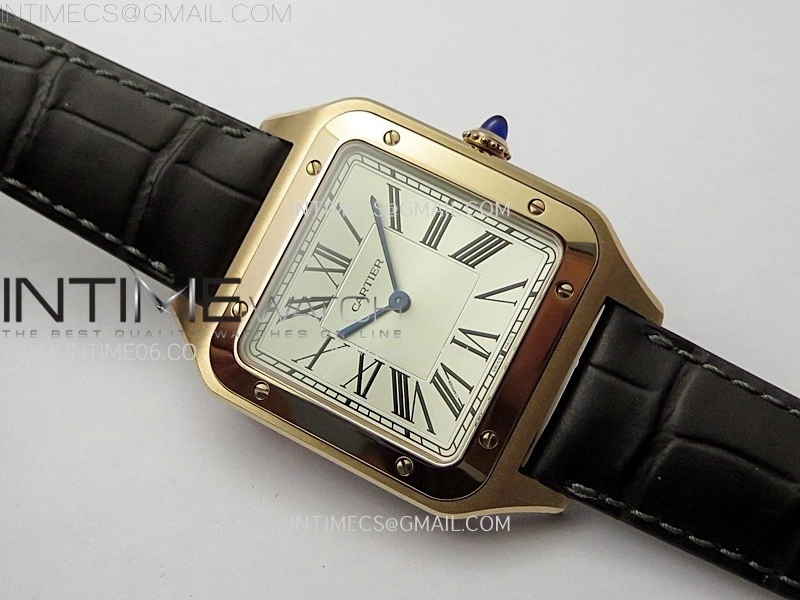 Santos Dumont 46.6mm RG F1F Best Edition Silver Dial on Brown Leather Strap Quartz